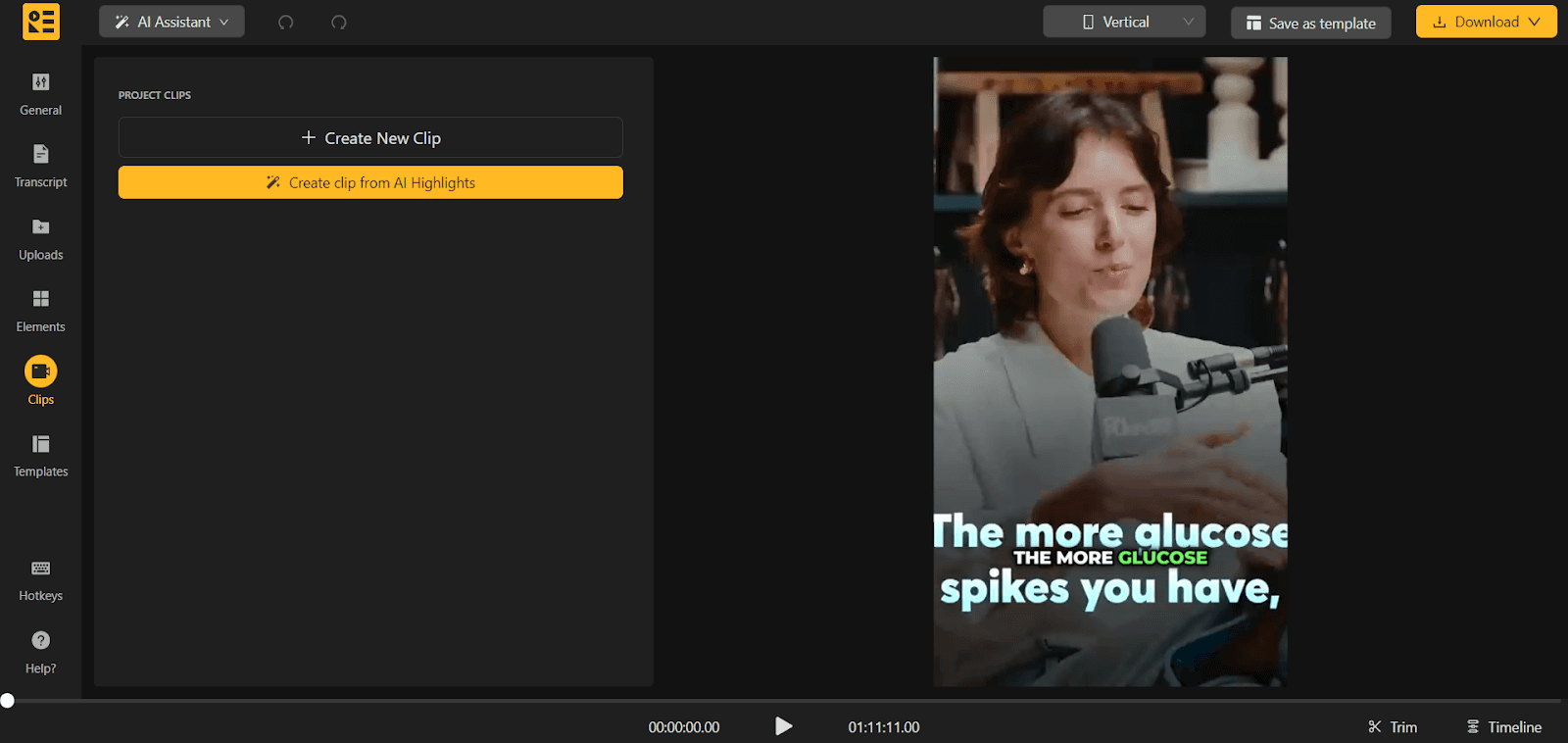 Preview of Recast studio's short clip generator tool with it's funtionalities and creating a short clip of a famous joe rogen's podcast