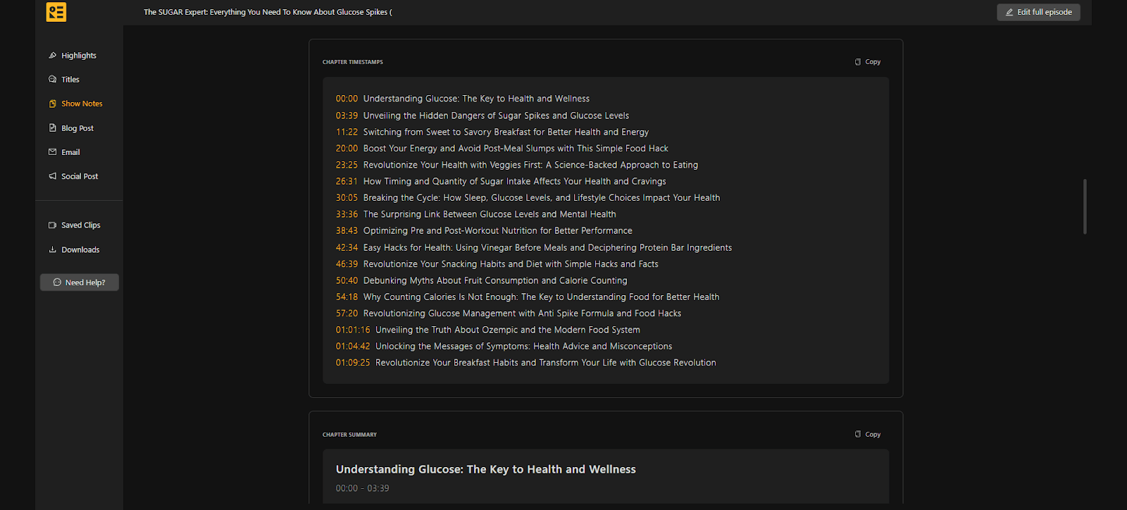 description of podcast using additional features